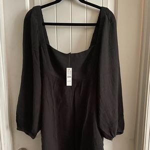 NWT Jcrew gauze puff sleeve mini dress-Black